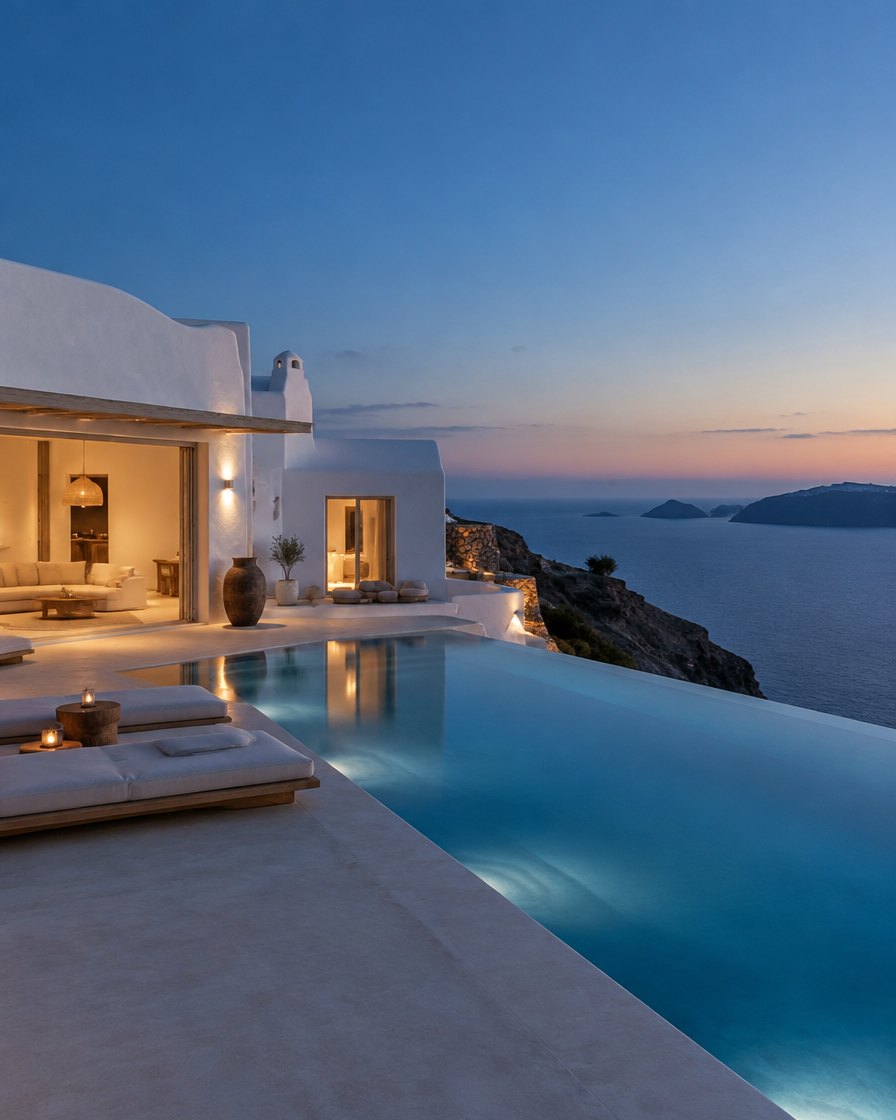 Cycladic villa with infinity pool