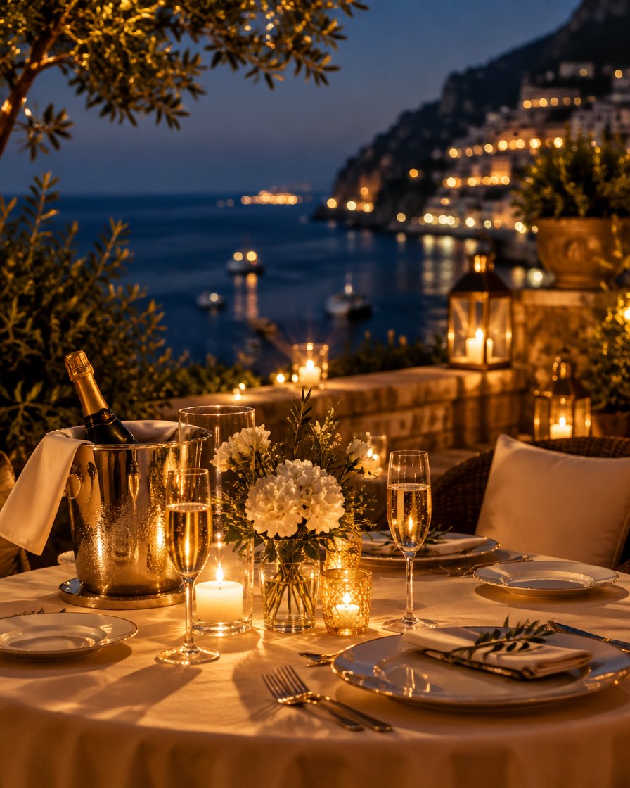Candlelit dinner by the sea