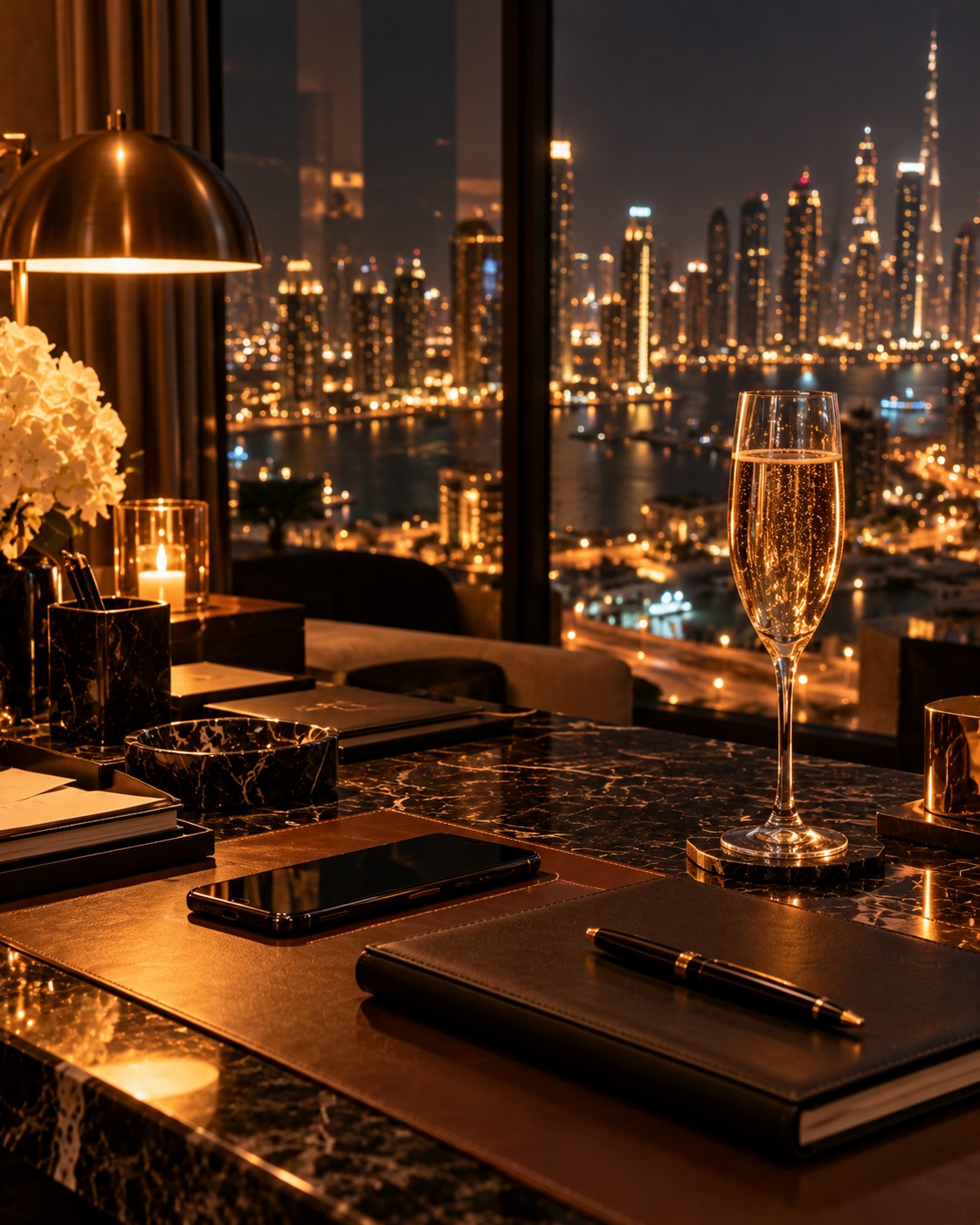 Concierge desk at night